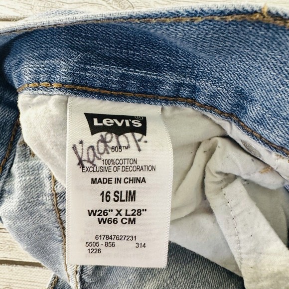 Womens Levis 505 Denim Light Wash Blue Jeans Red Tab Regular Fit Size 16 Slim - Picture 7 of 8